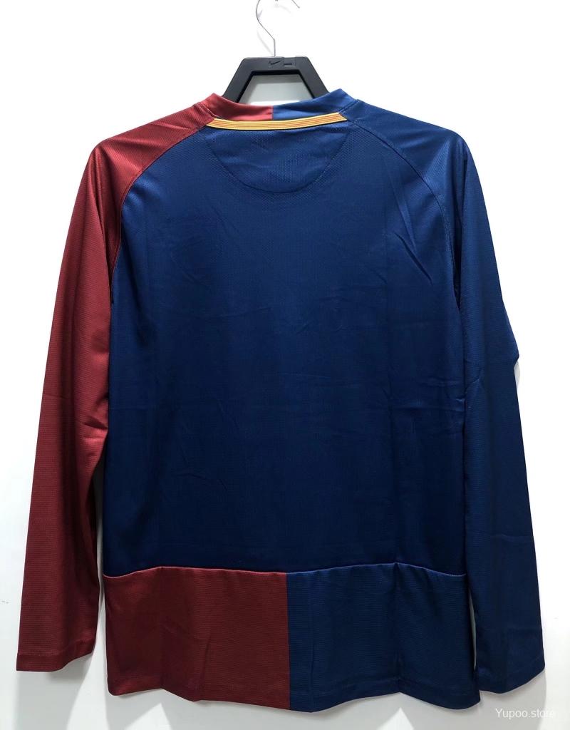 Retro 08/09 Long Sleeve Barcelona Home Champions Version Soccer Jerse