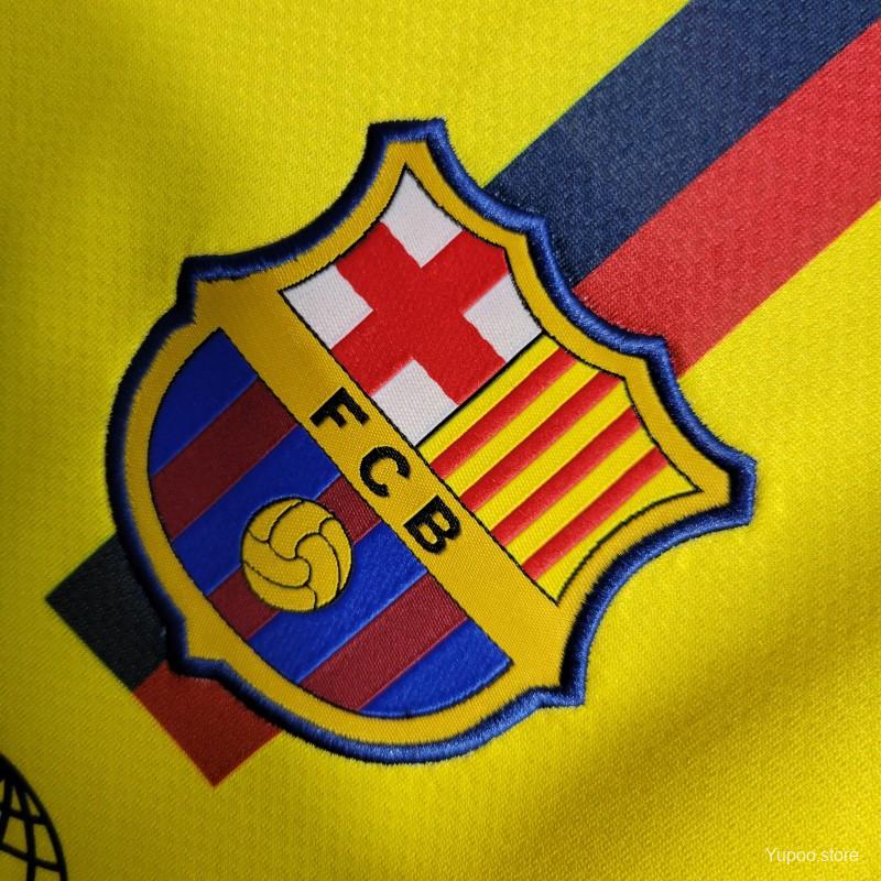 Long Sleeve Retro 08/09 Barcelona Away Yellow Jersey