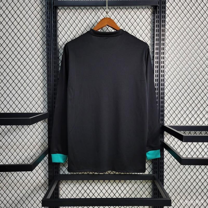 Retro Long Sleeve 17-18 Real Madrid Away Black Jersey