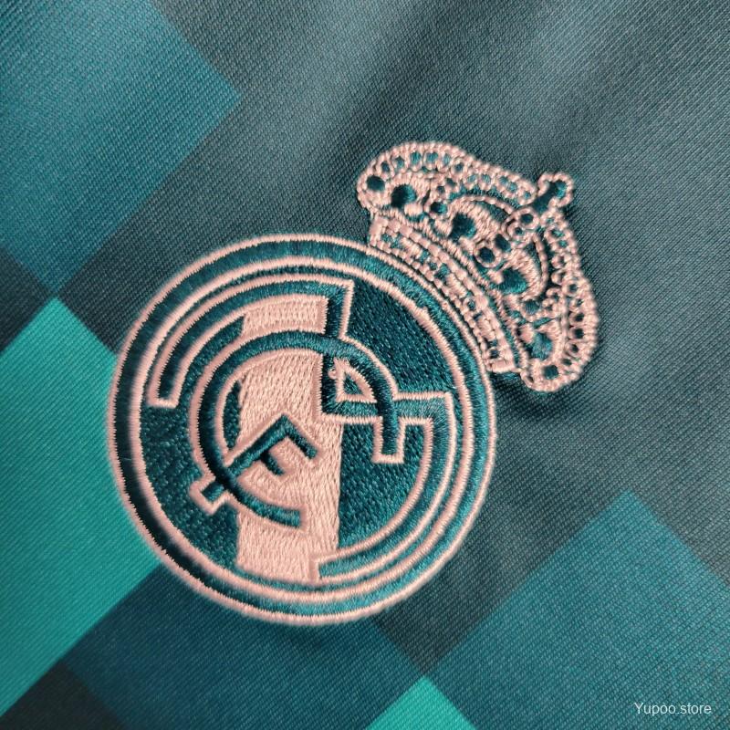 Retro Long Sleeve 17-18 Real Madrid Third Blue Jersey